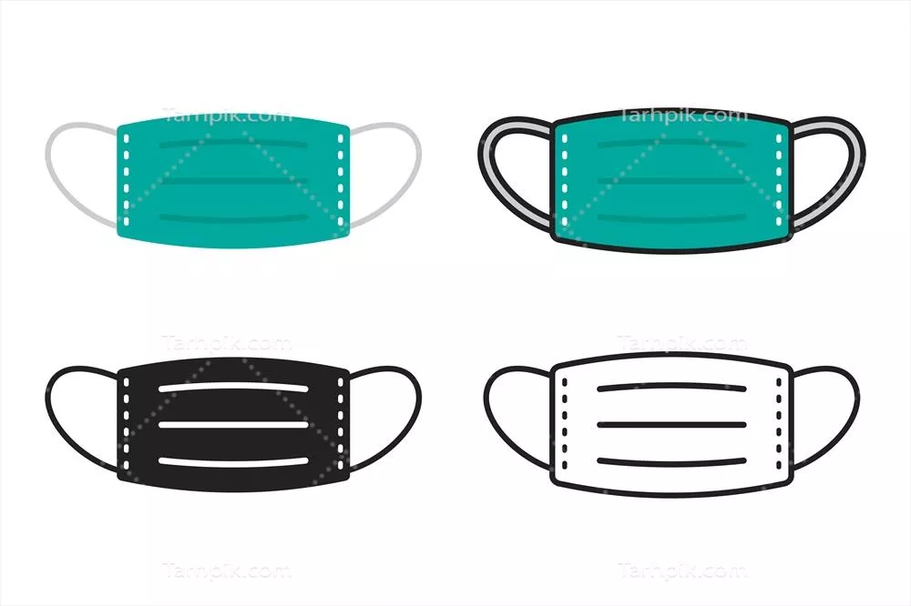 وکتور مجموعه آیکونهای ماسک صورت در سبکهای مختلف برای حفاظت در برابر ویروس کرونا