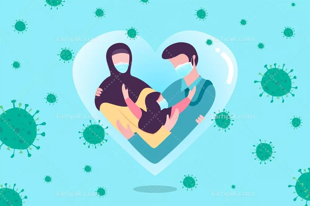 وکتور محافظت از خانواده ها در برابر ویروس ها با عشق و مراقبت