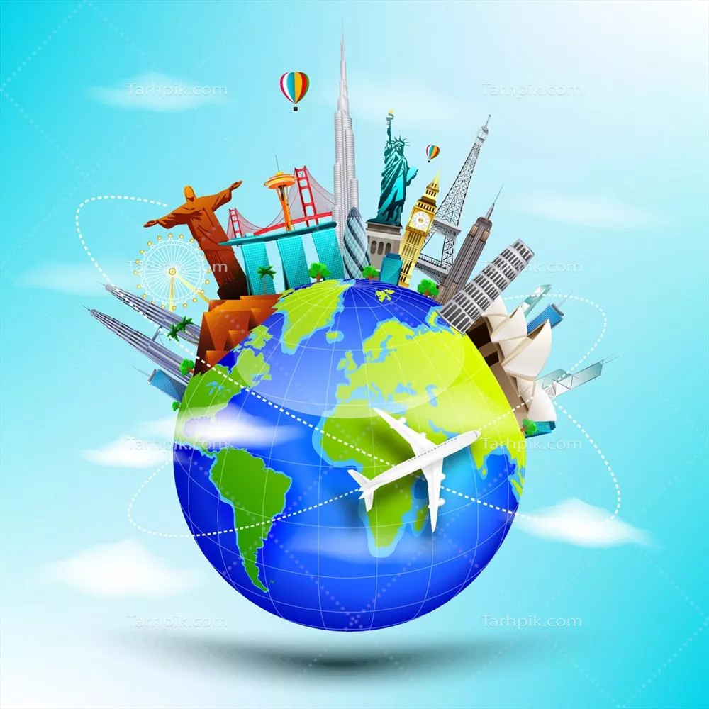 وکتور معروفترین بناهای تاریخی جهان زیر آسمان آبی زمین