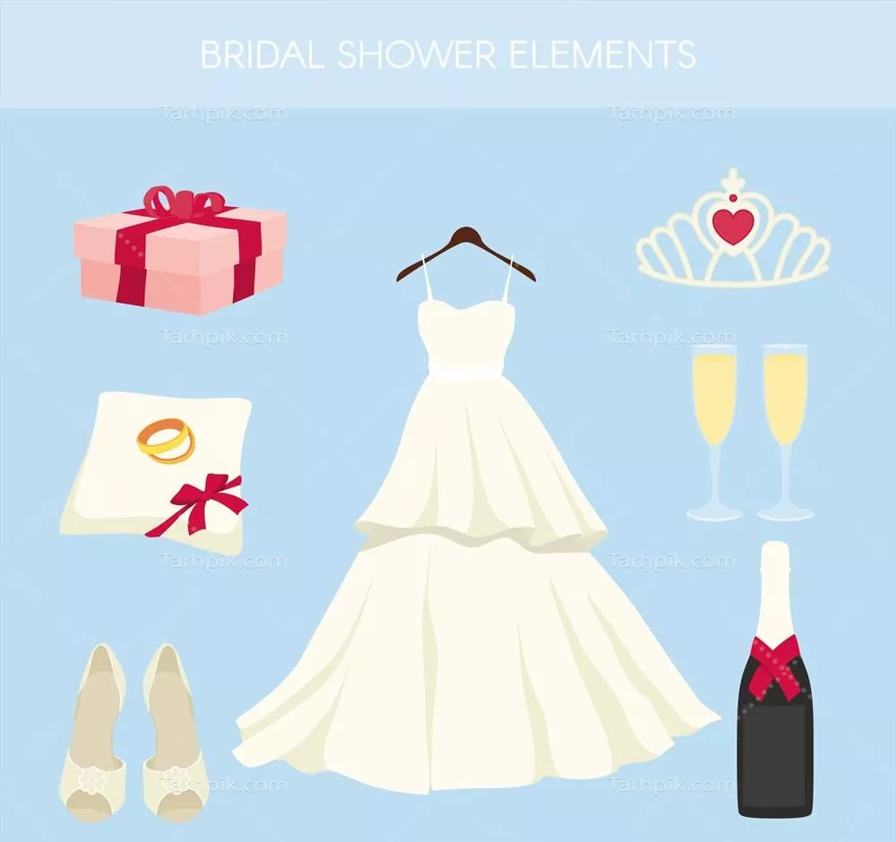 لوازم جانبی عروسی فوق‌العاده با طراحی وکتور مسطح