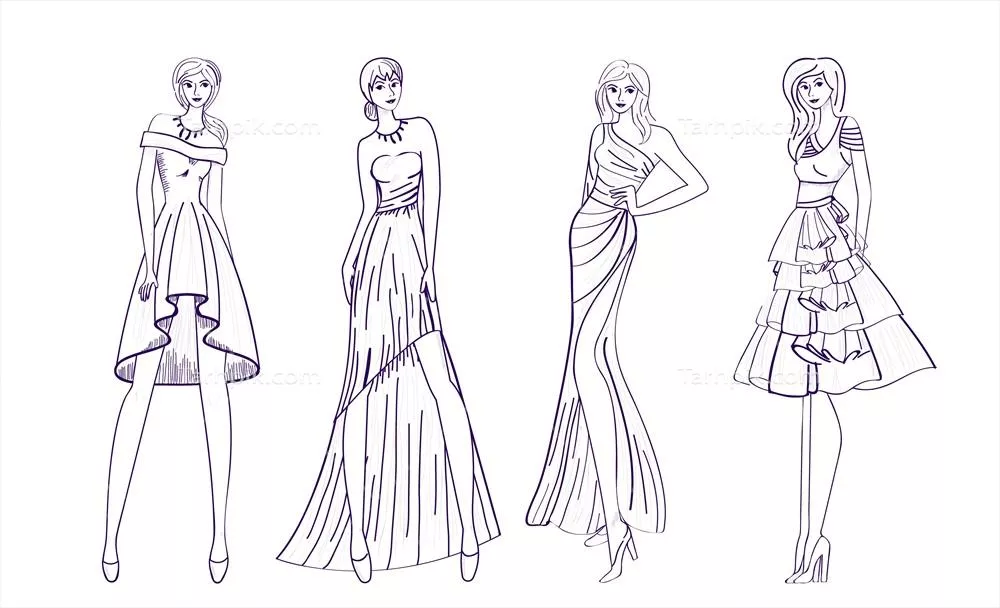 مجموعه طراحی مد با مدل‌ها - سه طرح وکتور منحصر به فرد