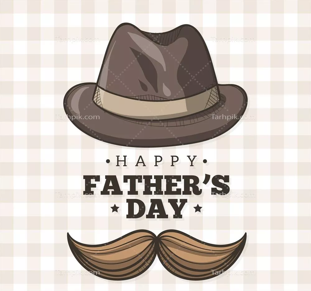 وکتور طرح زمینه روز پدر با کلاهی خاص و سبیل جذاب برای طراحی گرافیک