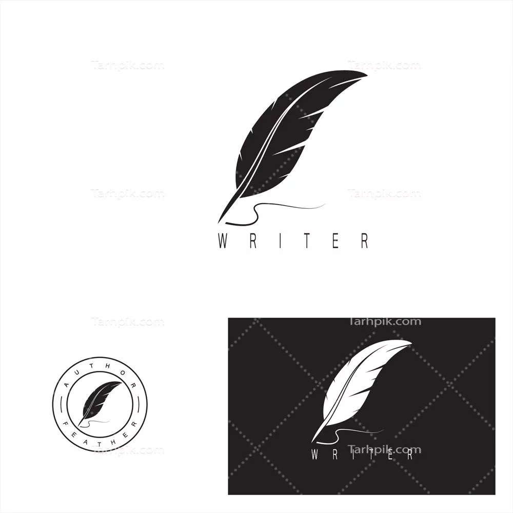 وکتور قالب لوگو و آیکون برای اپلیکیشن خودکار نوشتن با قلم پر