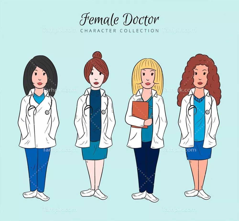 مجموعه وکتور پزشکان زن: طراحیهای زیبا و متنوع بر اساس شغل پزشکی
