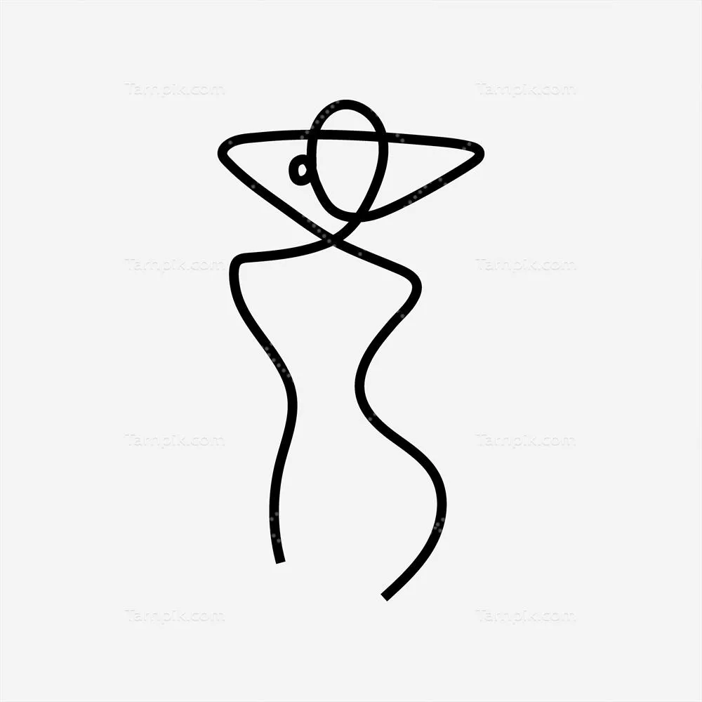 برندسازی مد زنانه با طراحی لاین آرت سیاه و سفید به صورت وکتور