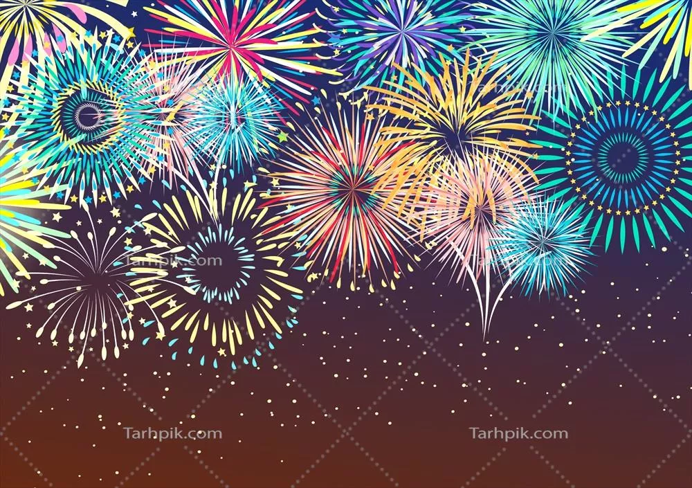 پس‌زمینه انتزاعی آتش‌بازی جشنواره‌ای و وکتور زیبای آن