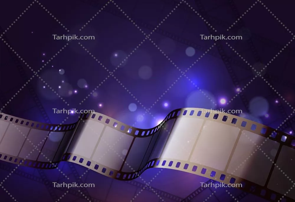 وکتور ترکیب واقعگرایانه نوار فیلم با نورهای نئون زیبا و خلفی درخشان