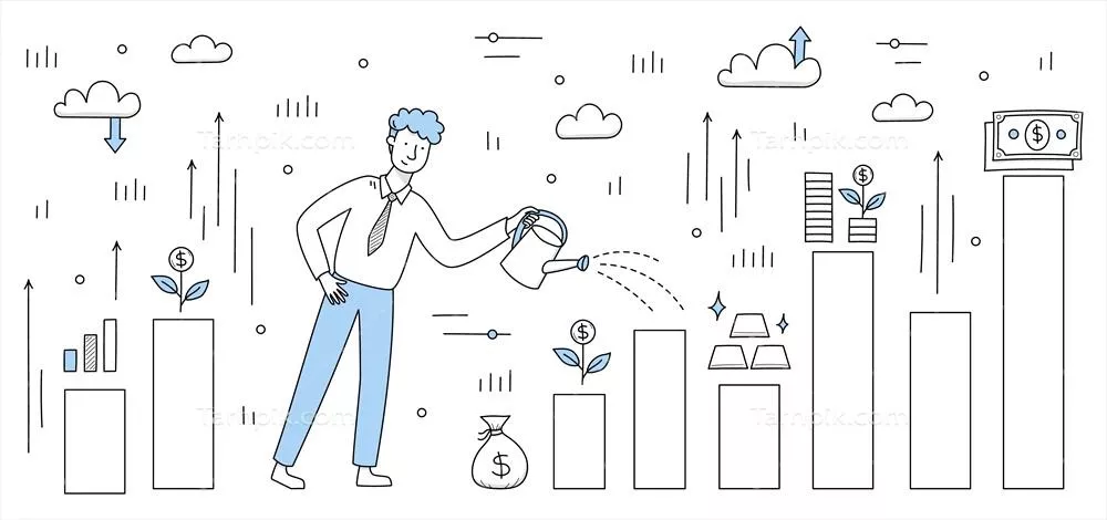 طرح وکتور مفهومی برای سرمایه گذاری و رشد مالی