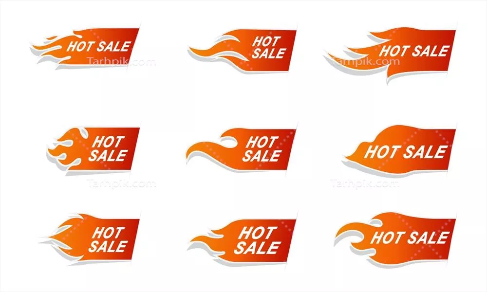 آیکون فروش داغ با برچسب آتش برای مجموعه طراحی و وکتور