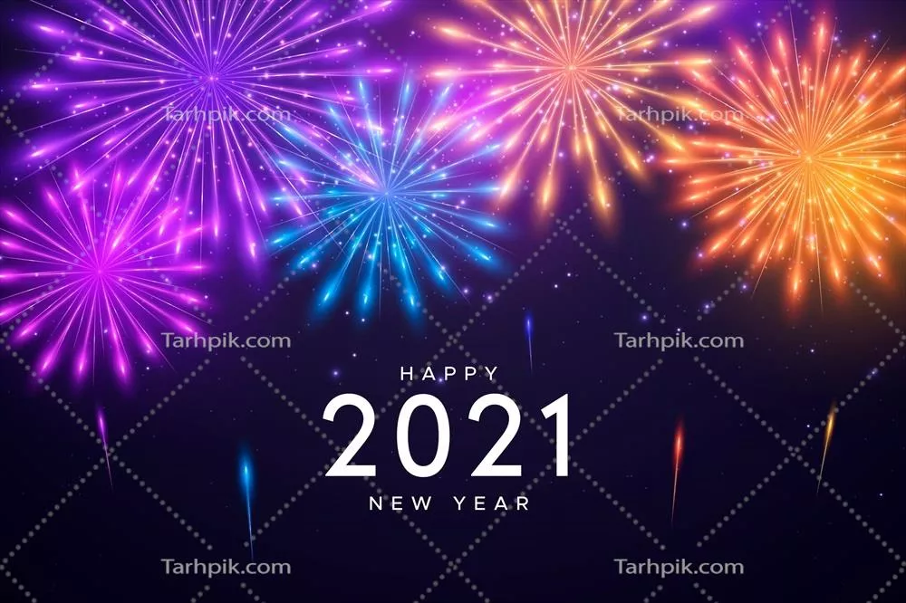 وکتور پسزمینهی طراحی شدهی آتشبازی برای سال نو 2021