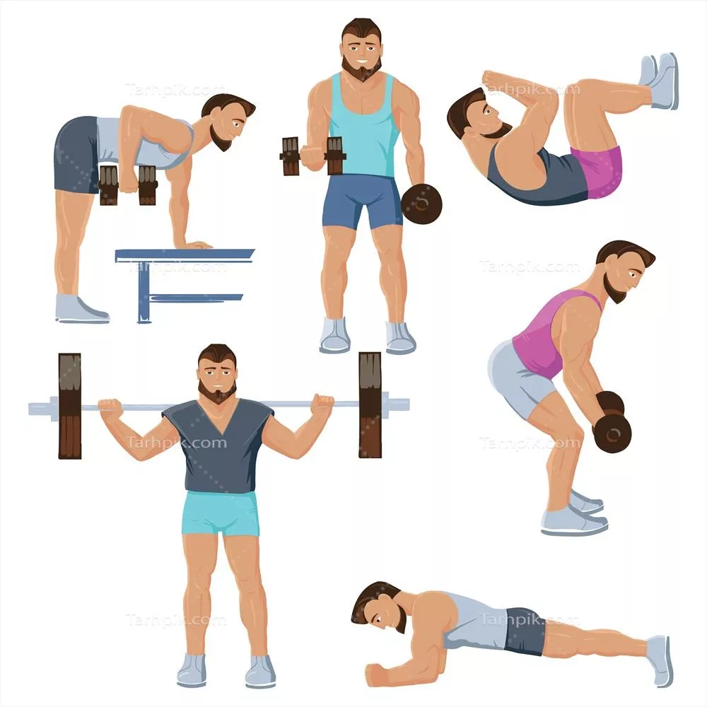 مجموعه کاراکترهای ورزشی مردانه وکتور برای طراحیهای گرافیکی