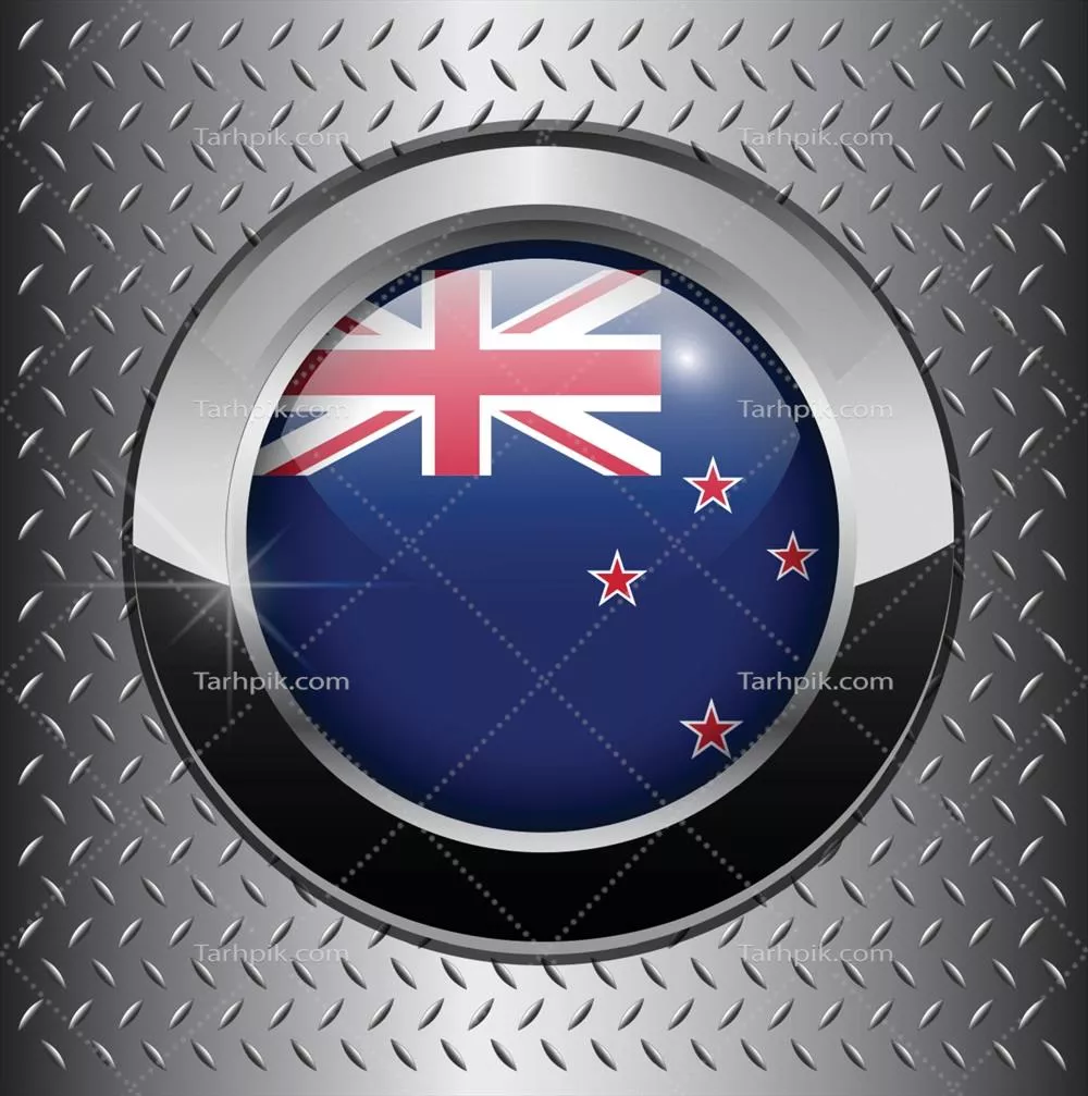 پرچم نیوزیلند بر روی پس زمینه فلزی وکتور طراحی شده