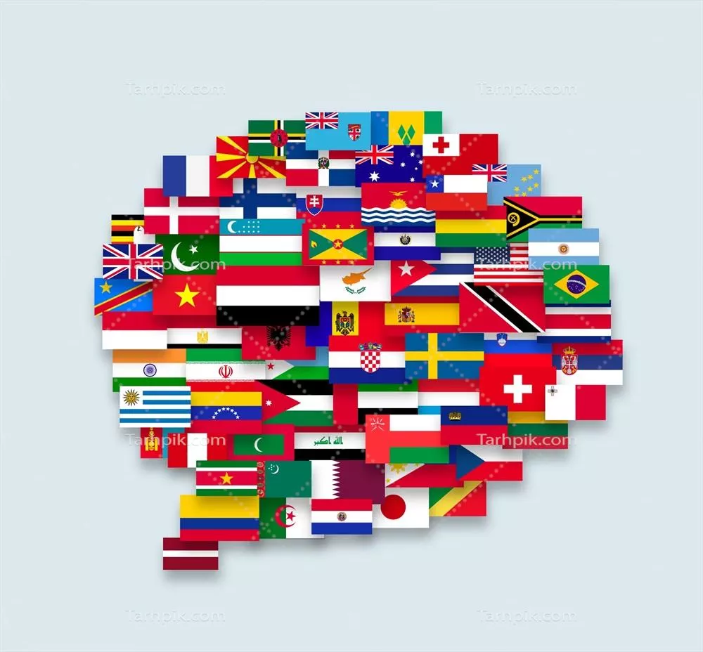 پرچم کشورهای مختلف در قالب شکل حباب گفتار - تصویر وکتور