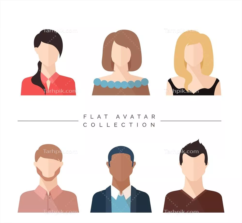 مجموعه آواتارهای تخت با سبک حرفه‌ای و طراحی وکتور زیبا