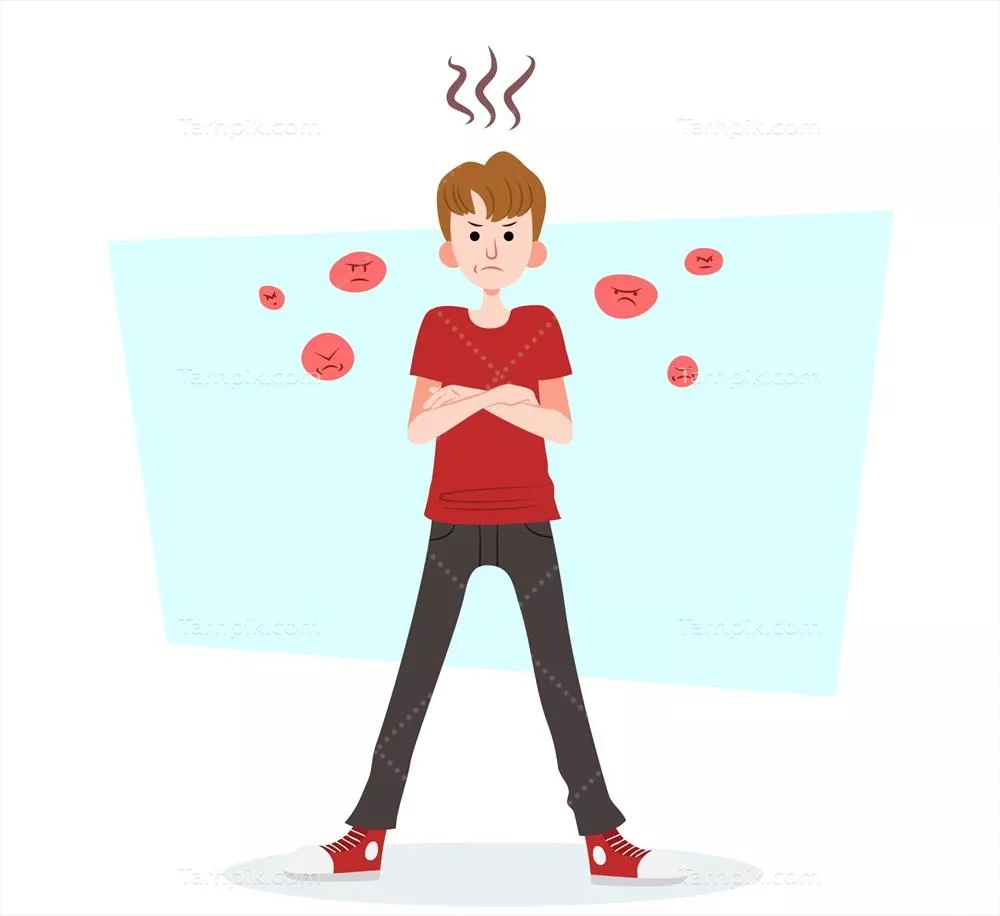 پسر فلت که احساس خشم خود را به تصویر می‌کشد - وکتور