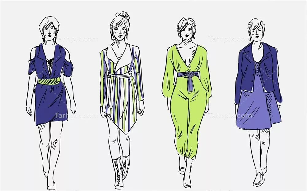 کلکسیون طراحی مد با مدل‌ها - طرح‌های وکتور جذاب و خلاقانه