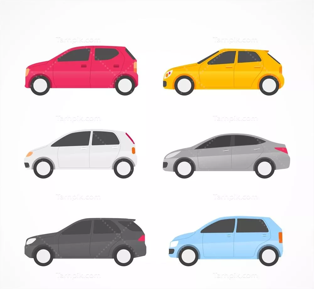 مجموعه تصویرهای وکتور از واگن تخت با نمای جانبی و طراحی جذاب