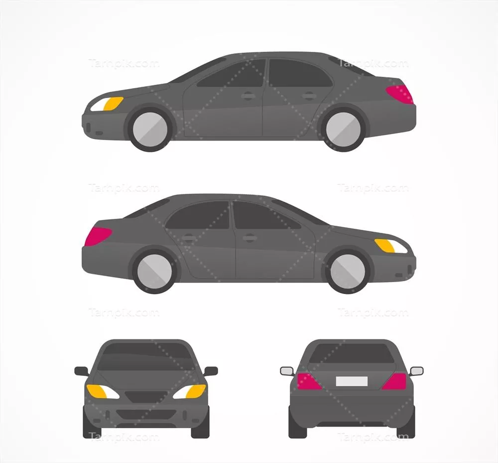 نمای مختلف از خودروی تخت با طراحی و الگوهای وکتوری متفاوت