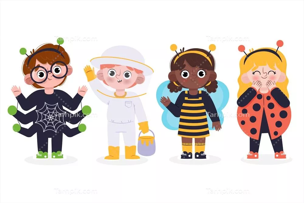 مجموعه طرح های وکتور لباس های تزیینی کارناوال تخت