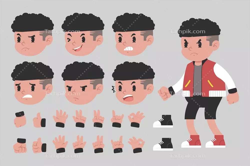 وکتور مجموعه کاراکترهای خطی و مختصات برداری در طراحی گرافیک