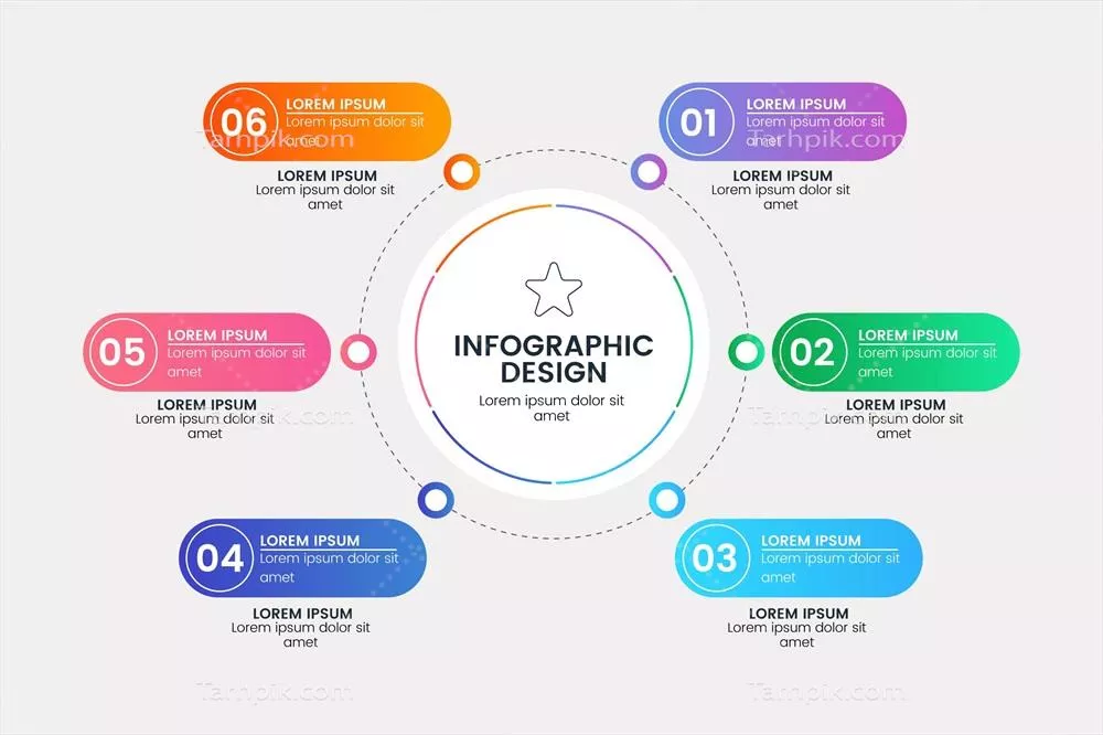 وکتور الگوی اینفوگرافیک دایره‌ای مسطح با طراحی ساده و زیبا