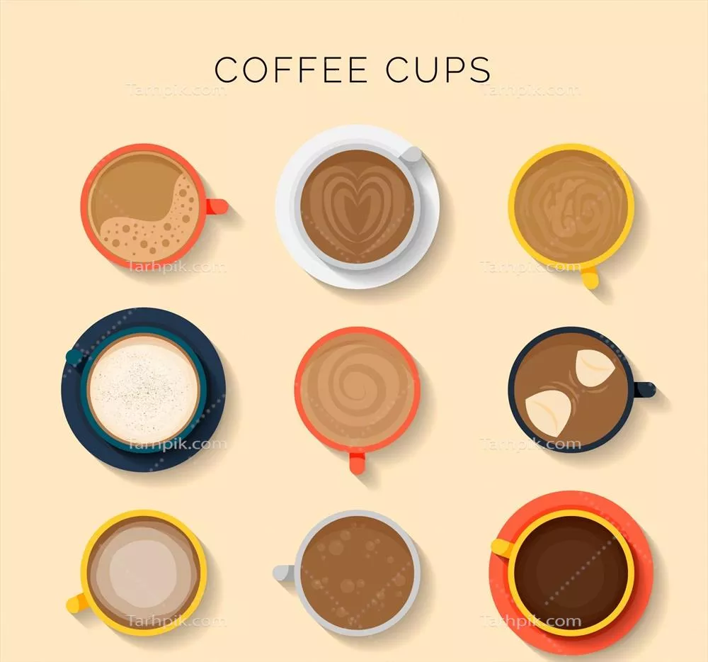 فنجان قهوه مسطح با نمای بالا - طراحی و گرافیک وکتور