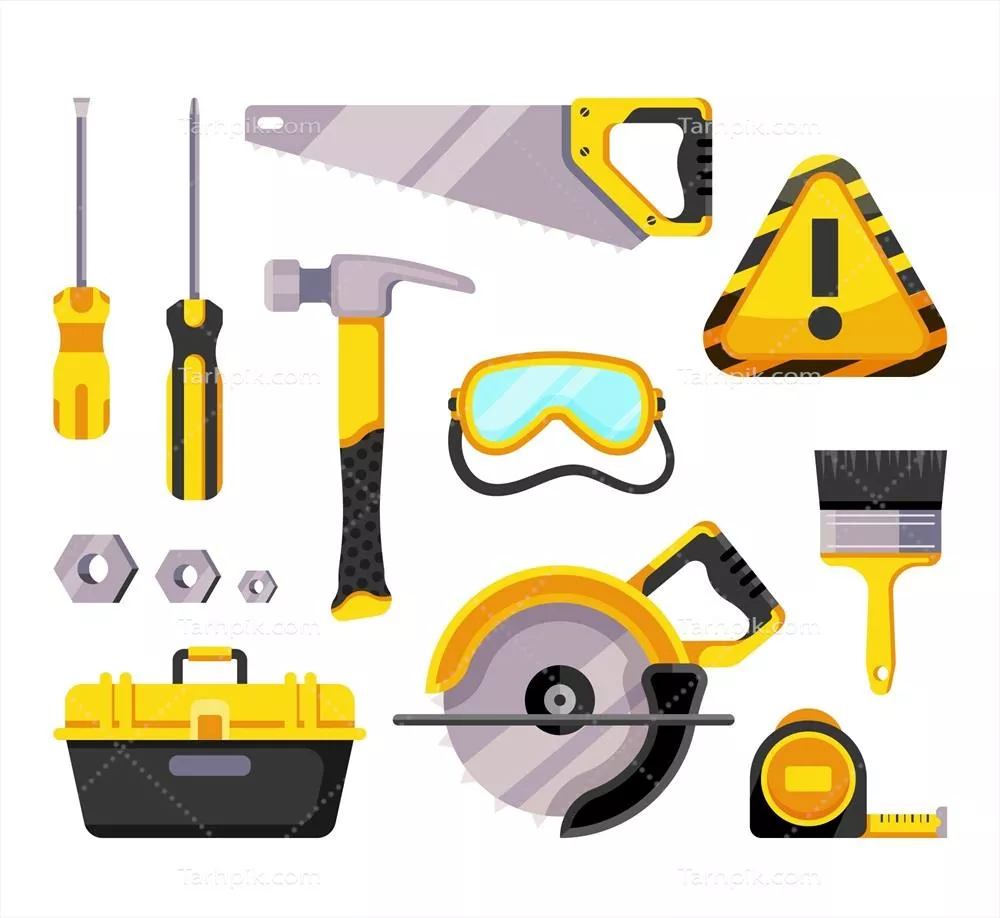 مجموعه تجهیزات ساختمانی دو بعدی با طراحی مسطح و وکتوری