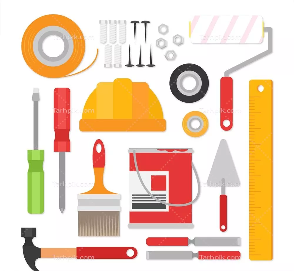 مجموعه ابزار ساختمانی فلت وکتور برای ساخت و ساز مدرن