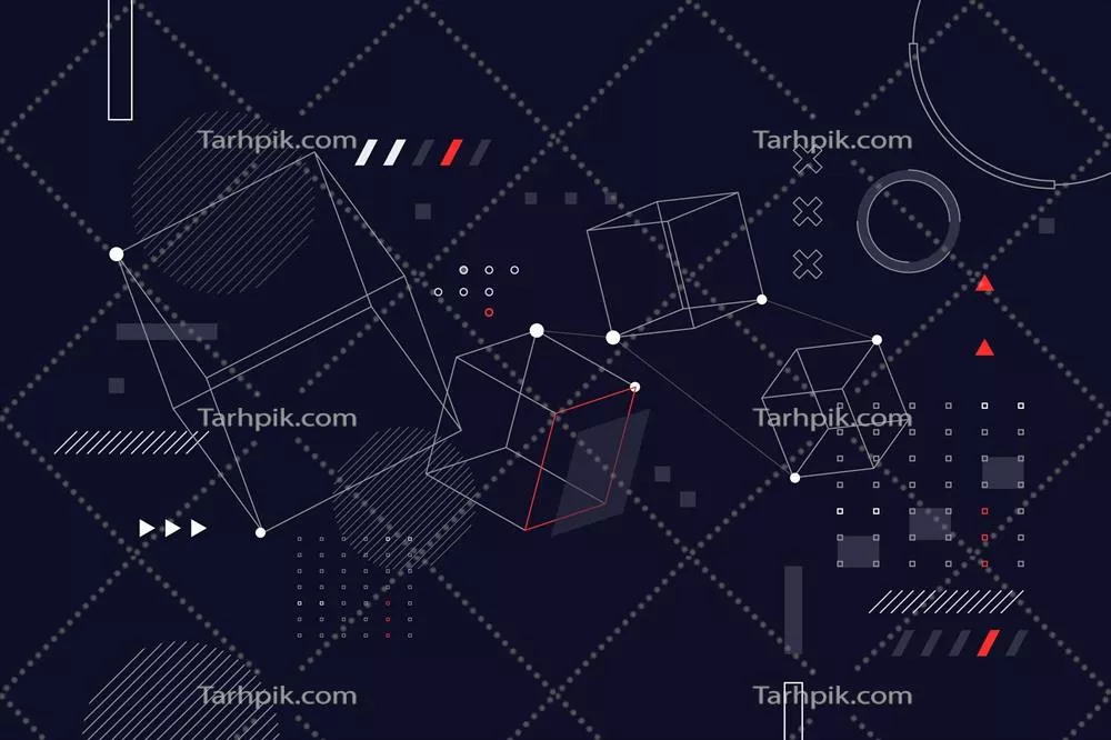 پس‌زمینه انتزاعی و فلت طراحی شده با الگوی وایرفریم وکتور