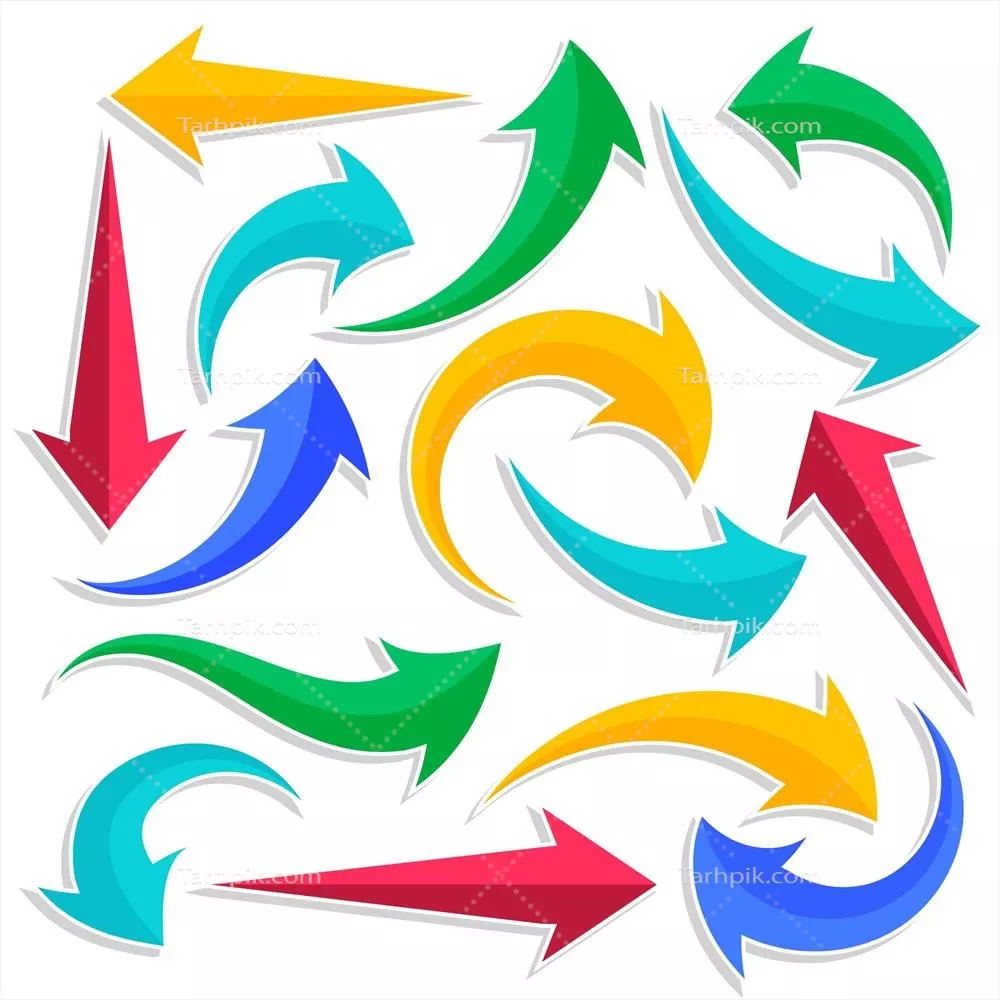 مجموعه فلِت طراحی شده با پیکان های وکتوری با کیفیت بالا