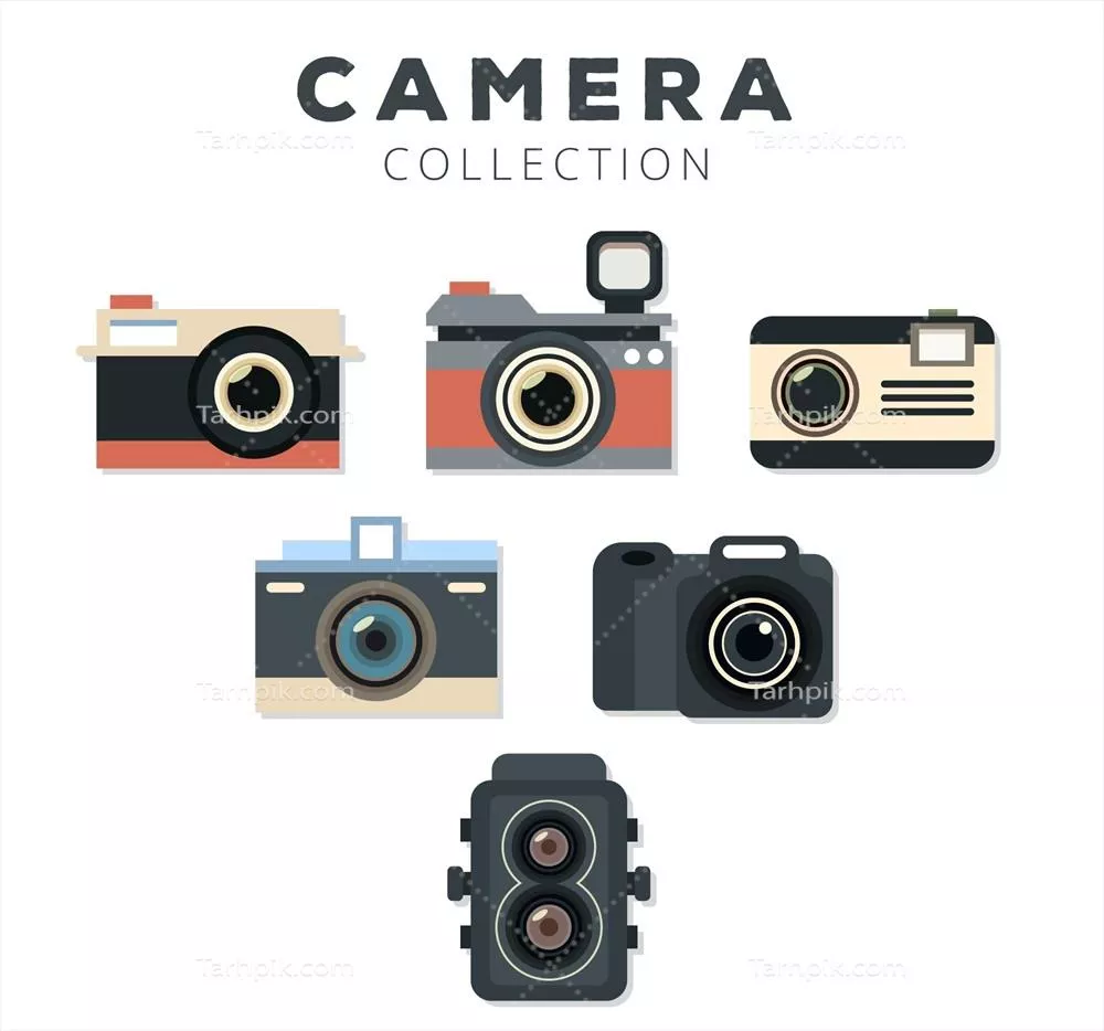 مجموعه دوربینهای شگفتانگیز طراحی تخت به صورت وکتور