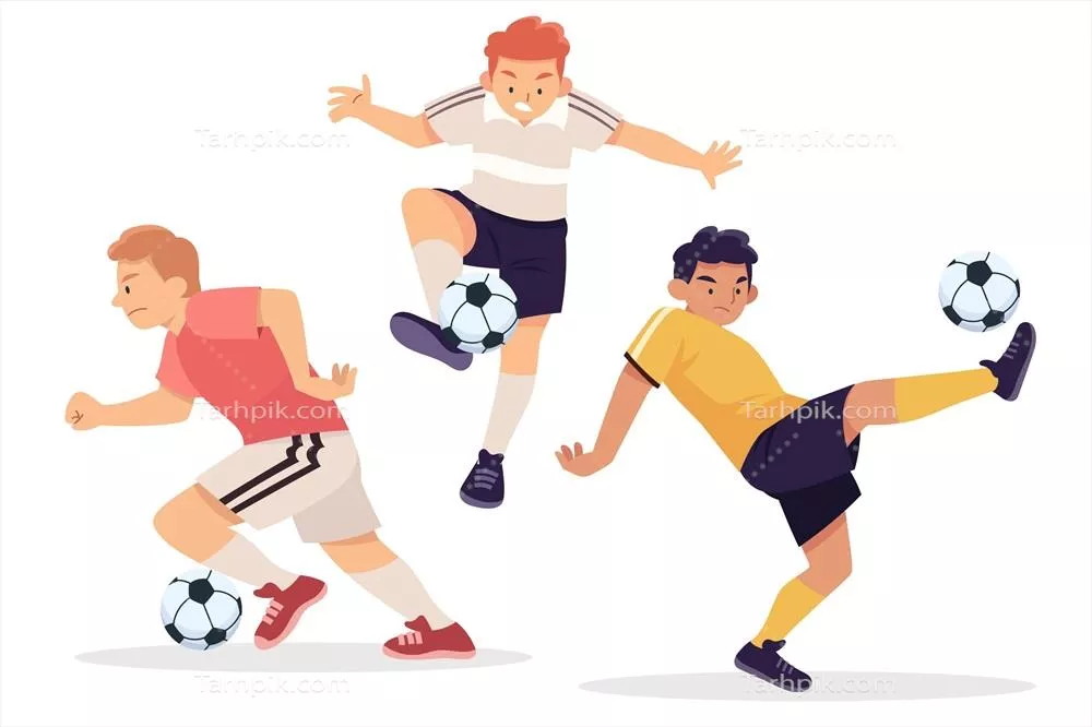 مجموعه وکتور بازیکنان فوتبال با طراحی فلت و مدرن
