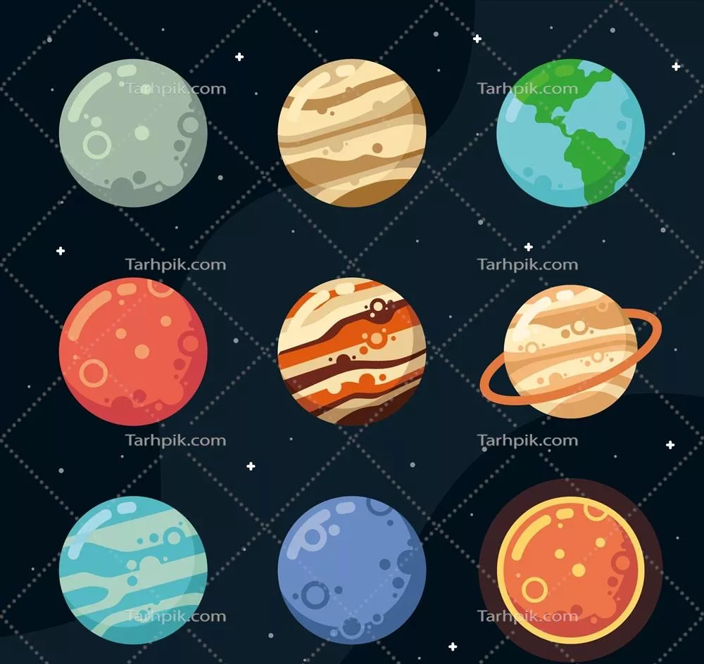 مجموعه وکتور سیارات با طراحی مسطح و مینیمالیستی