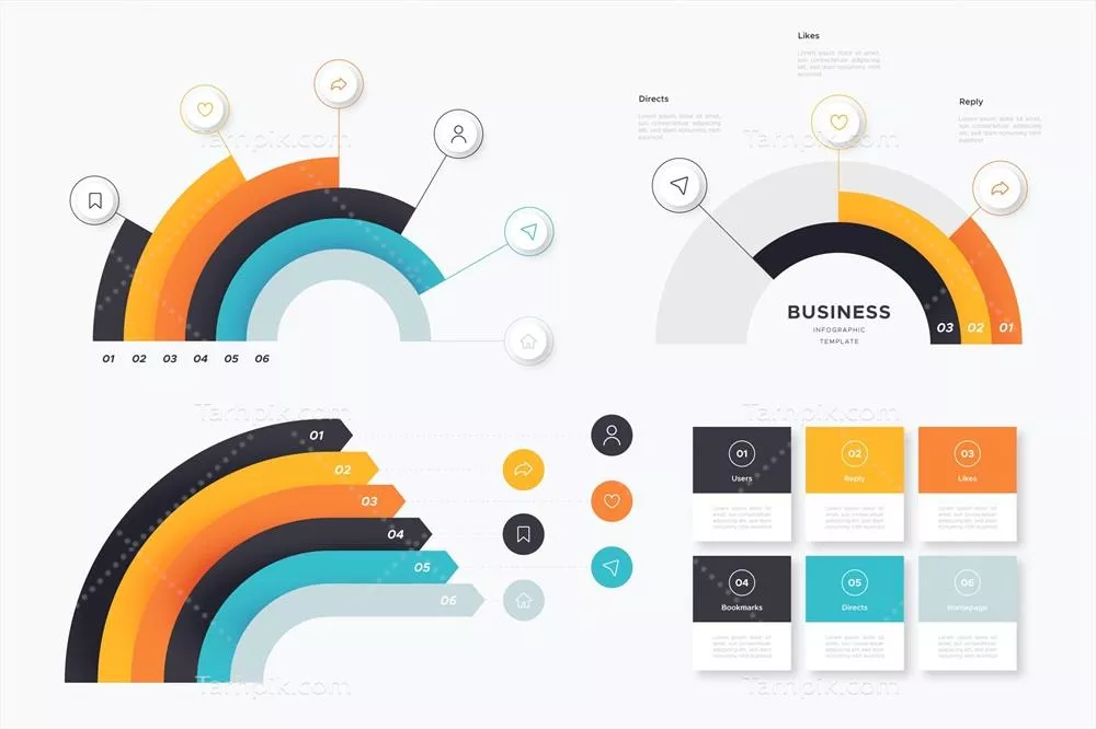 اینفوگرافیک رادئالی طراحی تخت با وکتورهای زیبا و کاربر پسند
