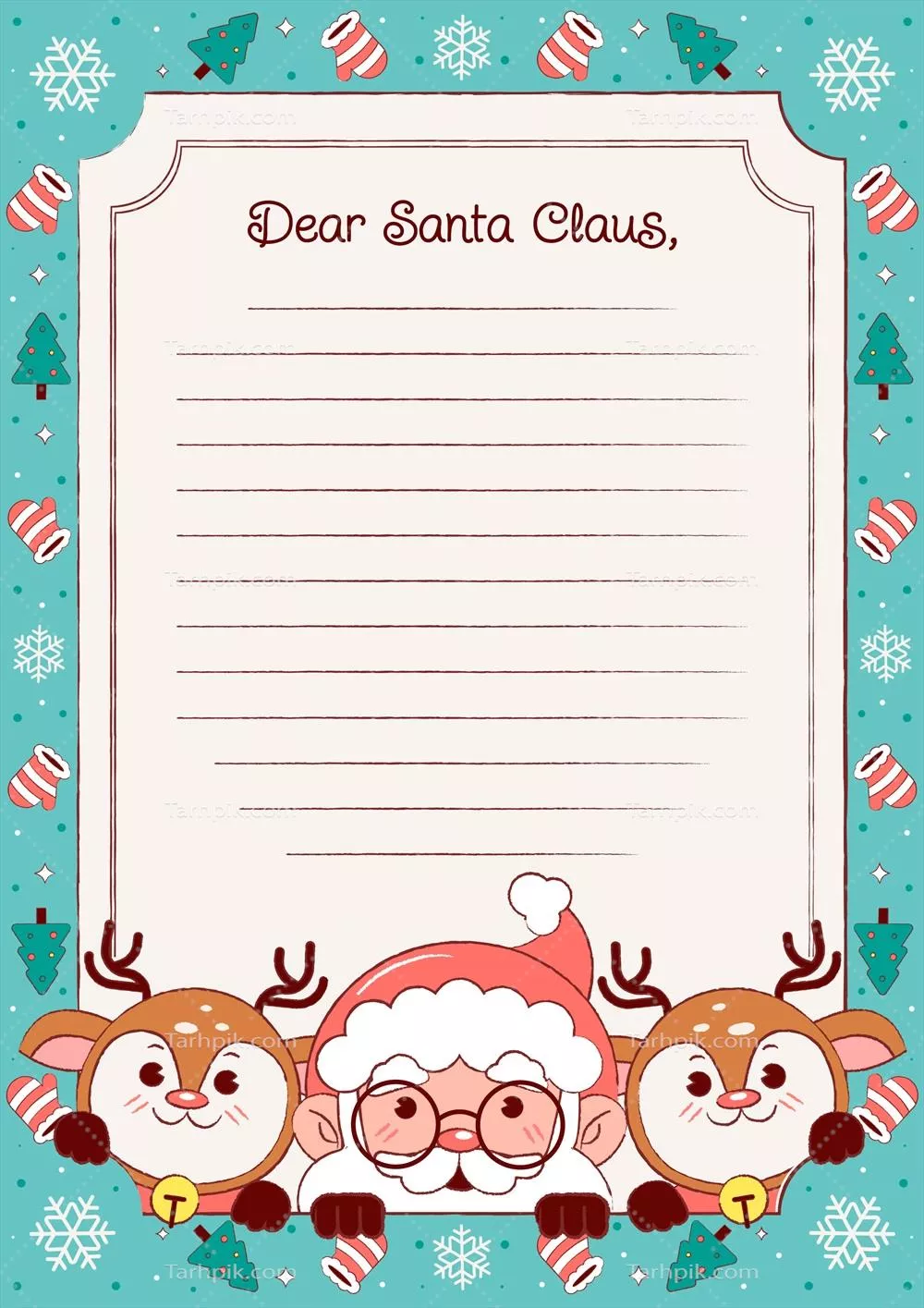 طرح لایه تخت نامه سانتا کلاوس - الگوهای طراحی وکتور