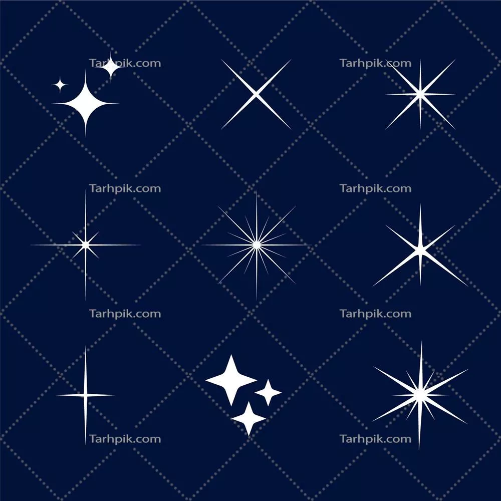 مجموعه وکتور ستاره های درخشان با طراحی تخت و مدرن