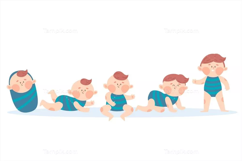 تصویر وکتور طراحی تخت مراحل بامزه برای نوزاد پسر به همراه جزئیات جذاب