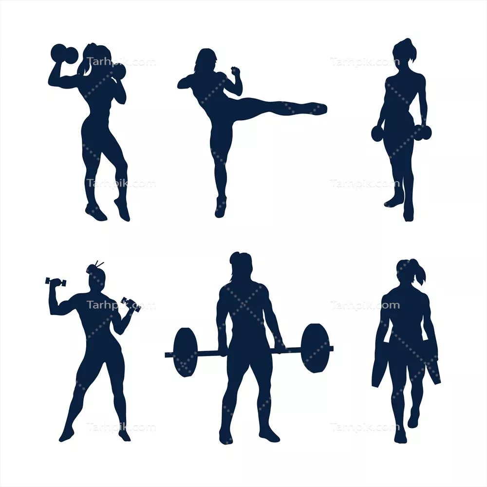 سیاهه وکتور زن قوی با طراحی فلت و خطوط ساده