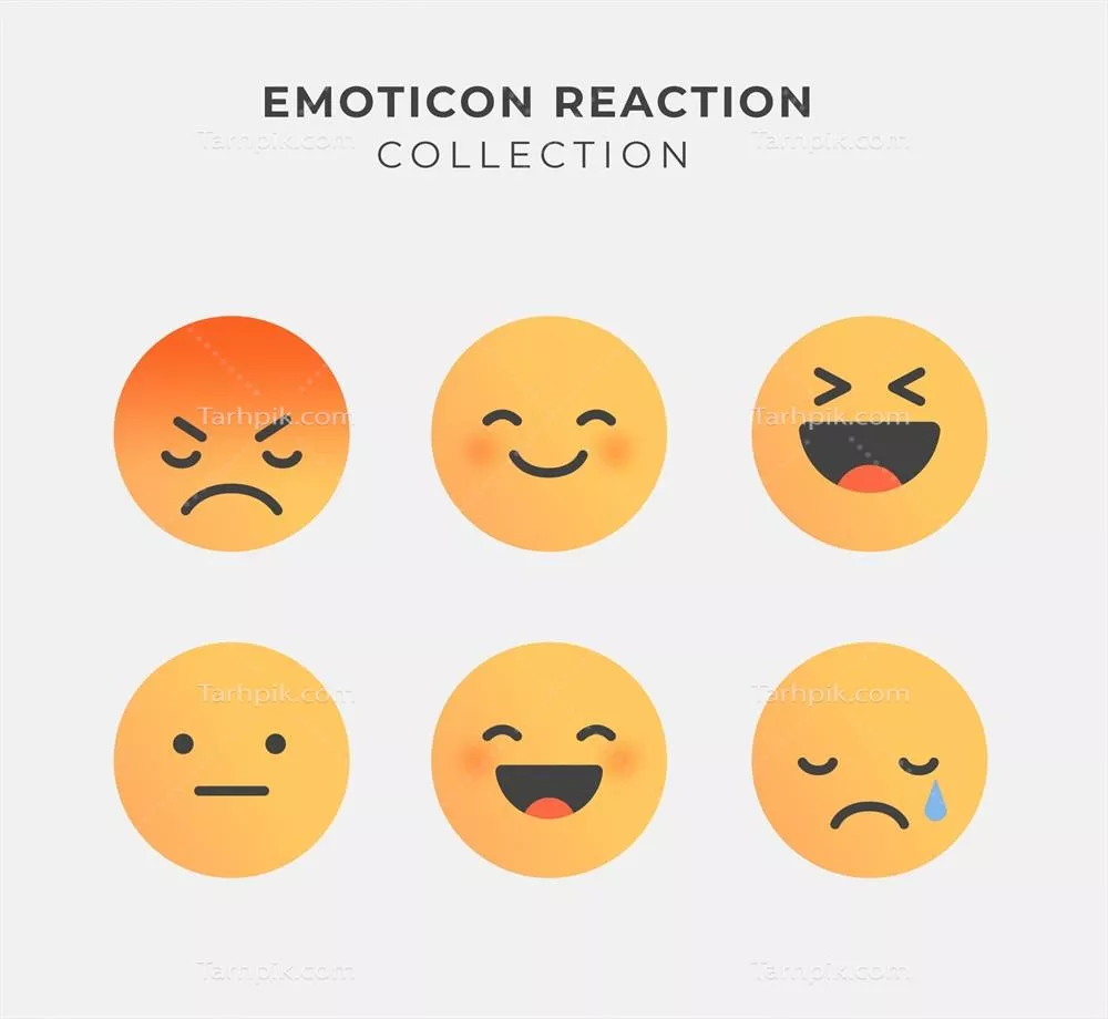 مجموعه وکتور اموجیهای مسطح و واکنشهای احساسی برای طراحی بصری