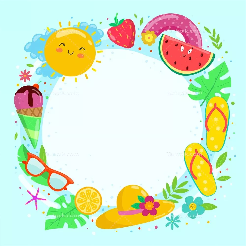 قالب فریم مسطح برای جشنهای فصل تابستان - وکتور