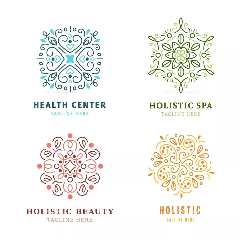 بسته لوگوی هولستیک با طراحی دست‌کشیده و فلت به صورت وکتور