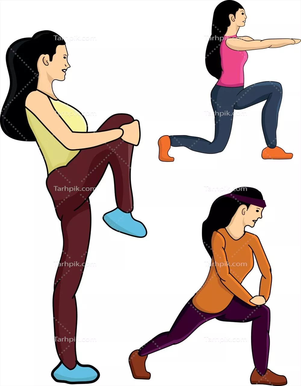 وکتور تصویر مسطح از کشش قبل از ورزش برای آمادگی بدنی