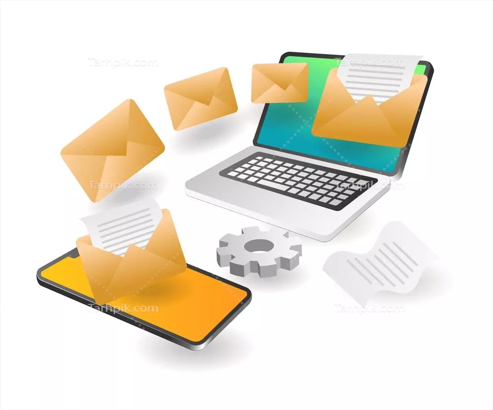 وکتور تصویر مفهومی ایزومتریک ارسال دادهها از طریق ایمیل به صورت مسطح