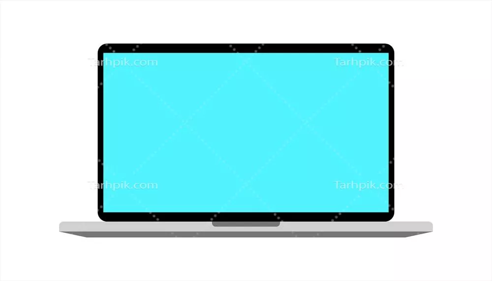 تصویر وکتوری لپتاپ آبی با صفحه نمایش تخت و طراحی مدرن