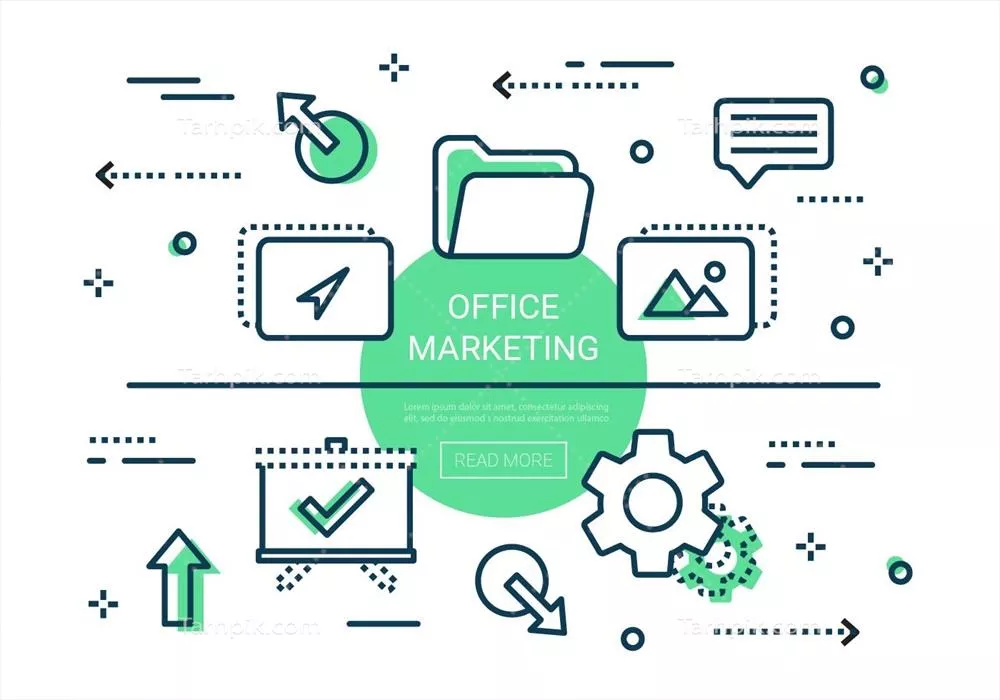 وکتور طراحی مسطح و خطی از عناصر و آیکون‌ها برای سطح‌های مختلف تزئینی مانند کارت پستال و پوستر