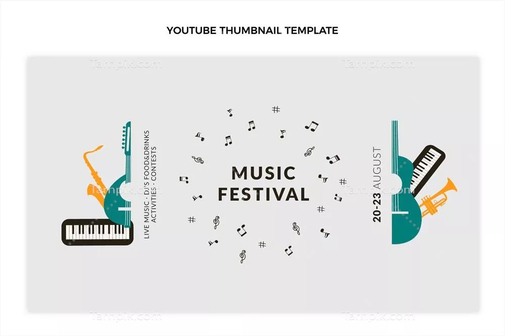 طراحی گرافیکی وکتوری بنر یوتیوب برای جشنواره موسیقی مینیمالیستی