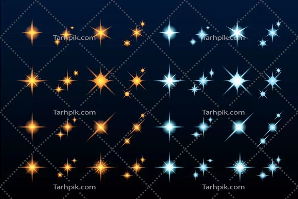 مجموعههای ستارههای درخشان و مسطح با طراحی وکتور