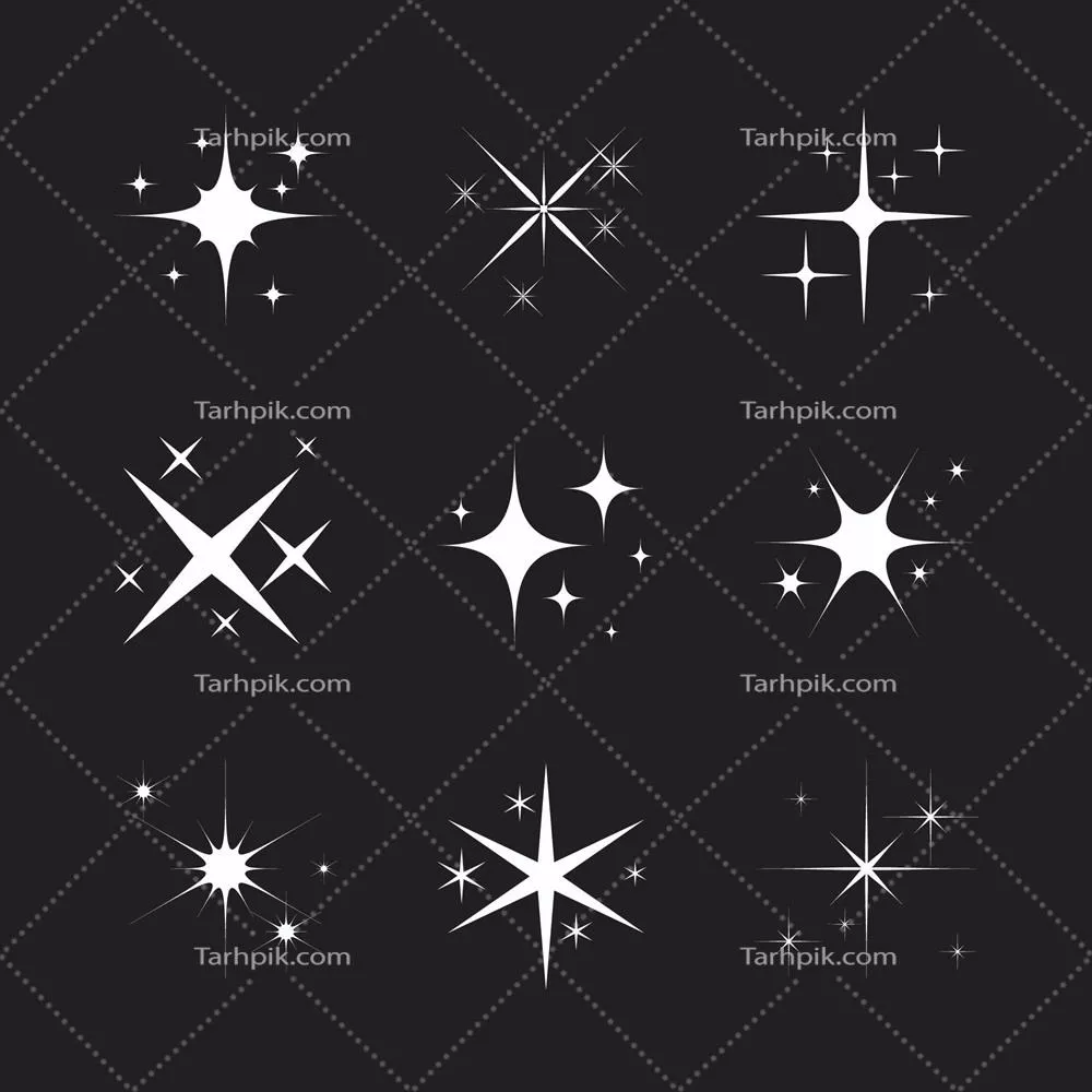 مجموعه وکتور ستاره های جرقه ای صاف و براق