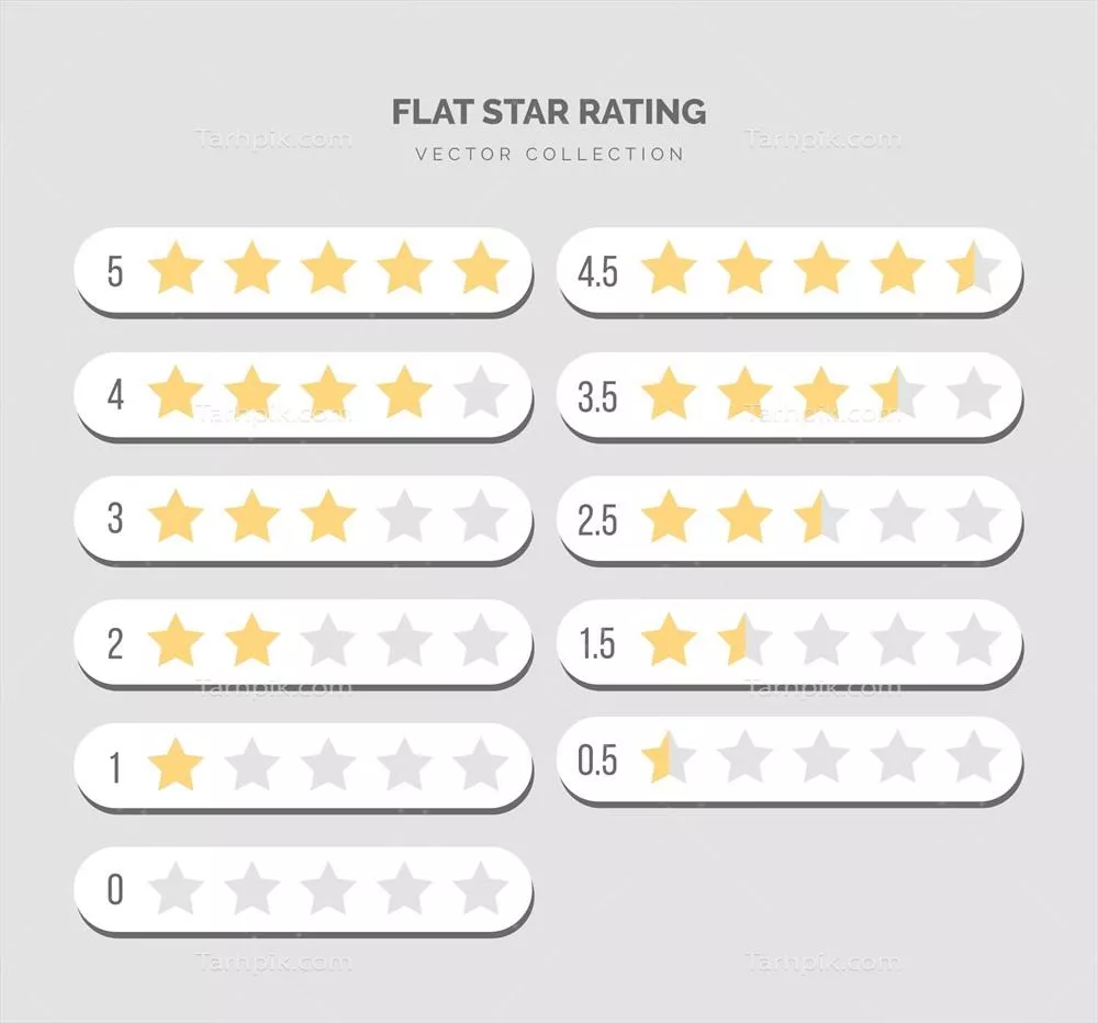 مجموعه وکتور رتبهبندی ابتدای صفحه با طراحی مسطح و جذاب