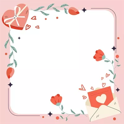 قالب فریم کارت ولنتاین با طراحی مسطح و وکتوری برای عاشقان